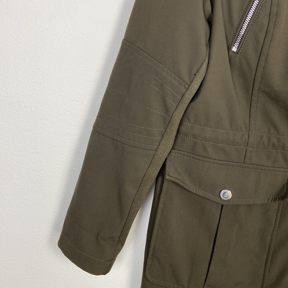 BCBGeneration Women's Large Hooded Rain Utility Army Green Coat Gorpcore Jacket - Picture 3 of 13